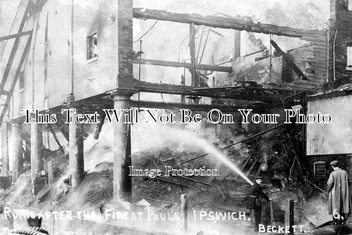 SF 1063 - Ruins After The Fire, Pauls Maltings, Ipswich Docks, Suffolk 1911