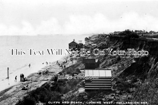 SF 1134 - Beach Huts & Cliffs, Holland On Sea, Suffolk c1920