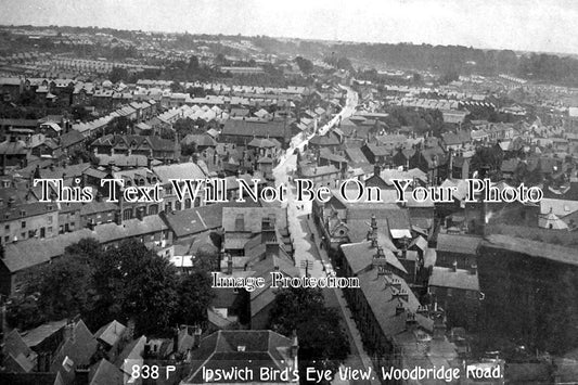 SF 1245 - Birds Eye View Of Woodbridge Road, Ipswich, Suffolk c1916