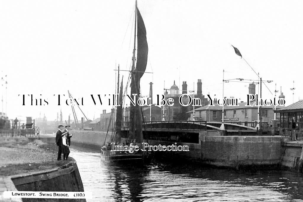 SF 1685 - Fishing Boat LT956 At Lowestoft Swing Bridge, Suffolk c1920