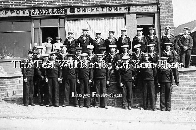 SF 1747 - HMS Ganges Crew Outside Miller Shop, Ipswich, Suffolk c1930