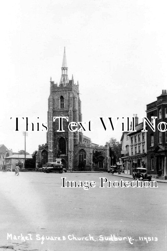 SF 2260 - Market Square & Church, Sudbury, Suffolk c1930