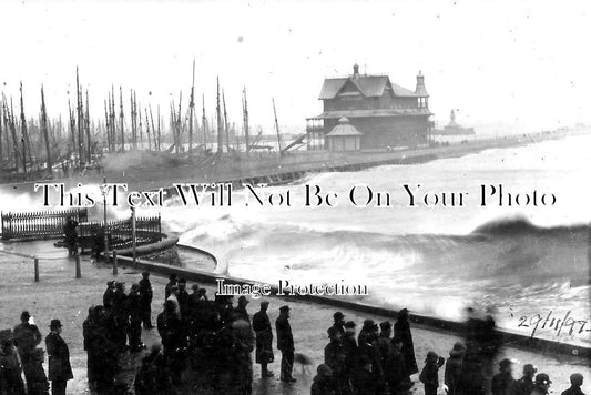 SF 2759 - Fishing Boats In Harbour, Lowestoft Storm, Suffolk 1897