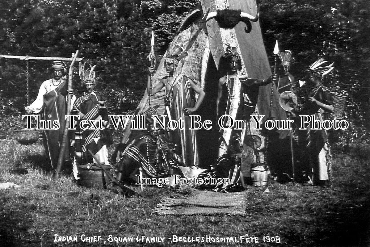 SF 3140 - Indian Chief & Family, Beccles Hospital Fete, Suffolk 1908