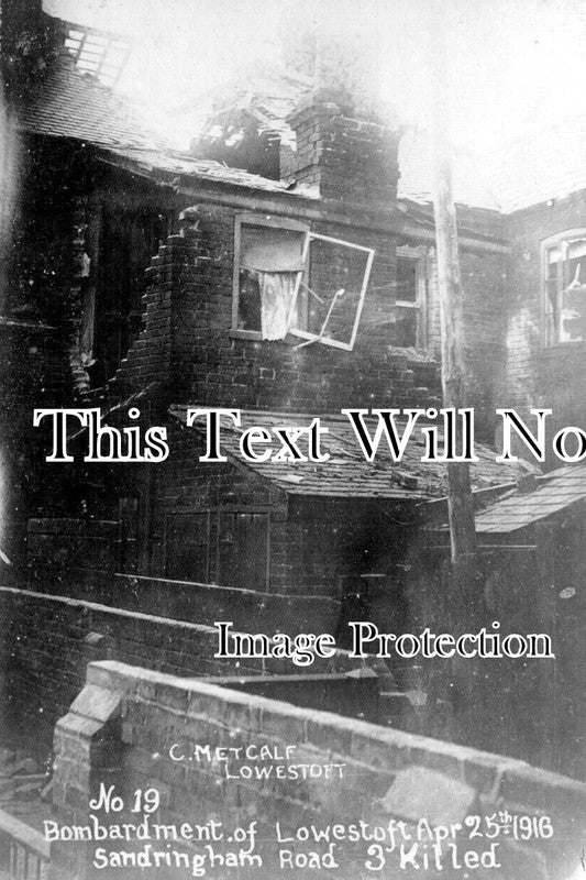 SF 3439 - Bombardment Of Lowestoft, Sandringham Road, Suffolk 1916 WW1
