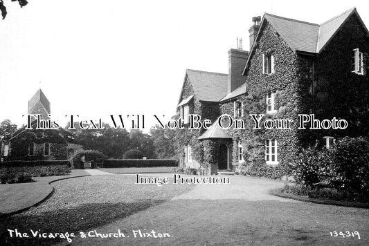 SF 4295 - The Vicarage & Church, Flixton, Suffolk c1920