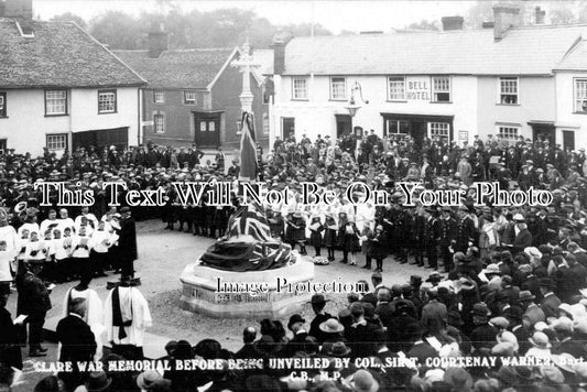 SF 636 - Clare War Memorial Before Unveiling by Col Sir T Courtenay Warner, Suffolk
