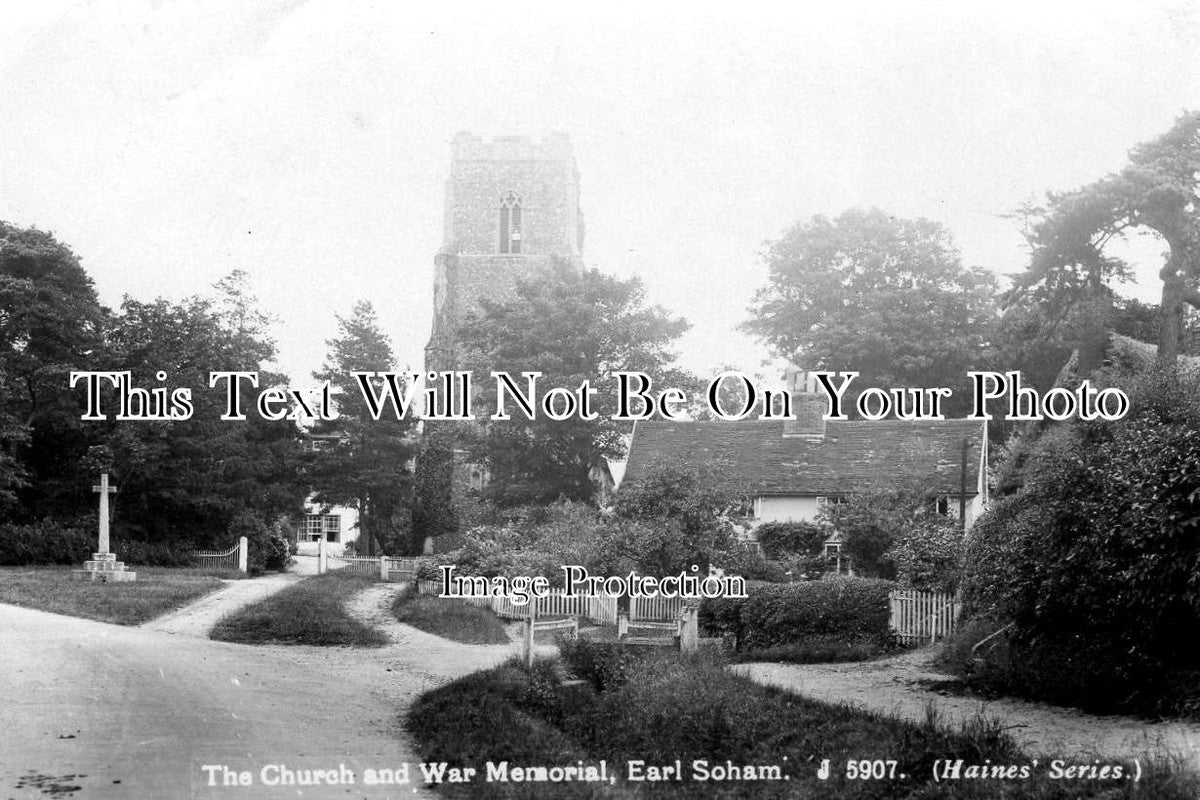 SF 750 - The Church & War Memorial, Earl Soham, Suffolk c1925