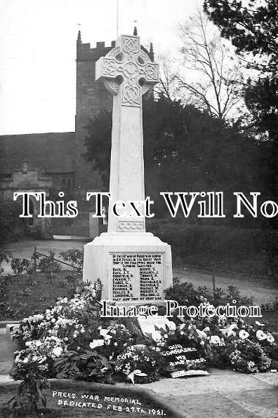 SH 921 - Prees War Memorial, Shropshire WW1