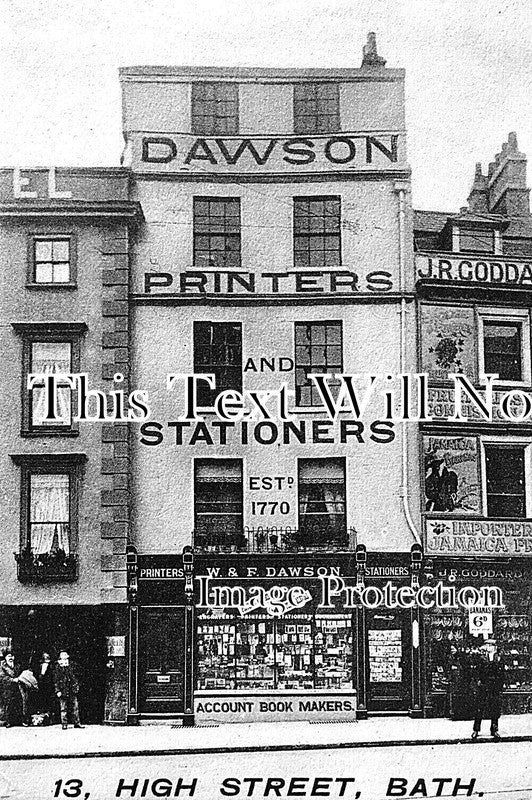 SO 1568 - Dawson Printers, 13 High Street, Bath, Somerset c1908