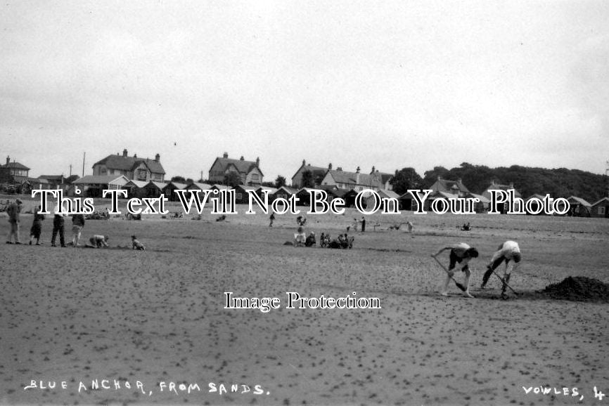 SO 328 - Blue Anchor Beach Huts & Village From Sands, Somerset – JB Archive