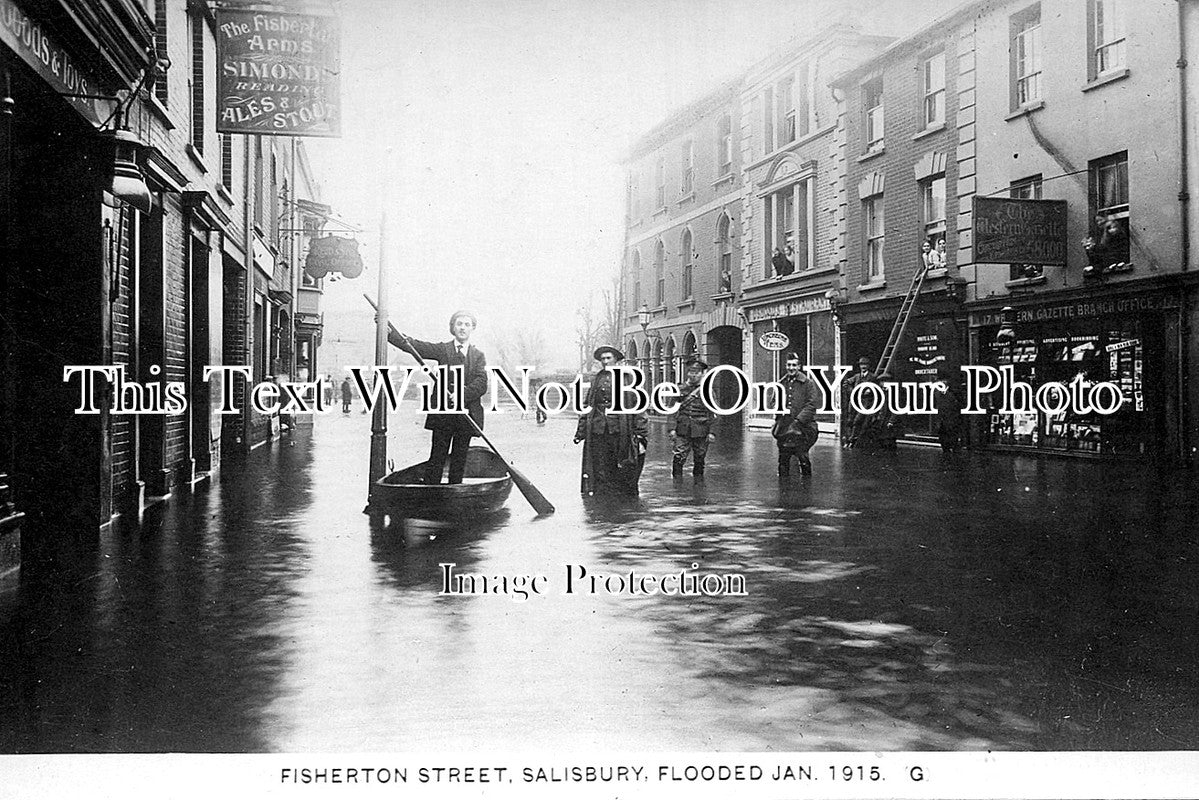 SP 198 - Flooded Fisherton Street, Salisbury, Wiltshire 1915