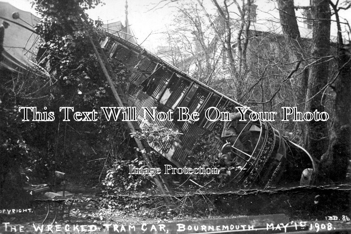 SP 246 - Wrecked Tram Car, Bournemouth, Dorset 1908