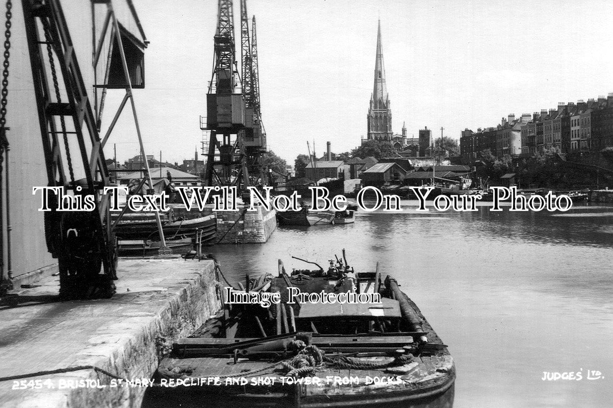 SP 293 - St Mary Redcliffe & Shot Tower From Docks, Bristol