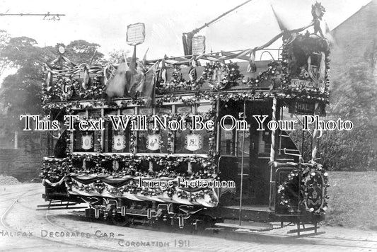SP 802 - Decorated Tram Car At Halifax, Yorkshie 1911 Coronation