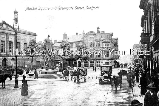 ST 1471 - Market Square & Greengate Street, Stafford, Staffordshire c1913