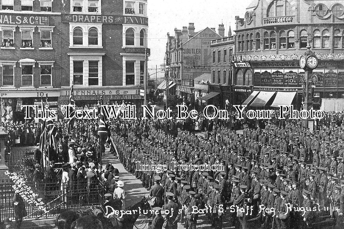 ST 1542 - Departure Of 5th Batt Staffordshire Regiment, Walsall 1914 WW1