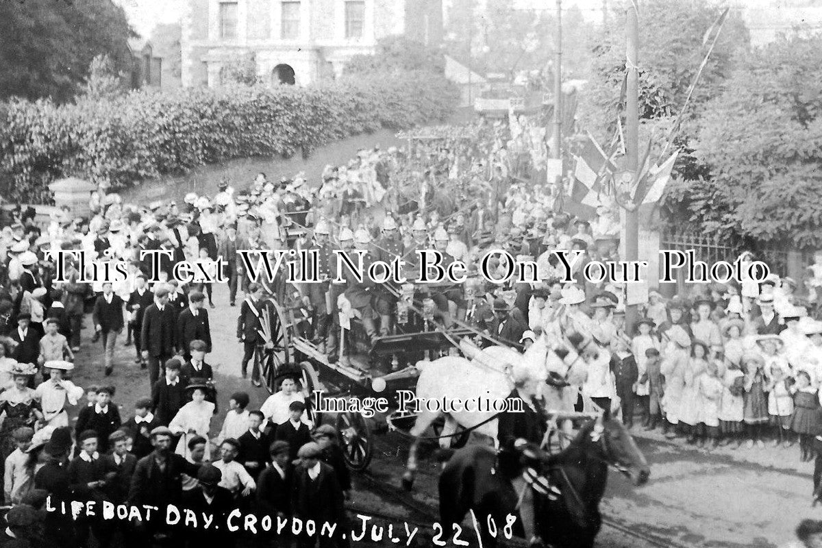 SU 1012 - Croydon Lifeboat Day, RNLI Fire Brigade & Tram, Surrey 22.7.1908