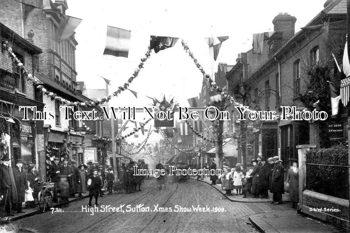 SU 1332 - Xmas SHow Week, High Street, Sutton, Surrey 1909