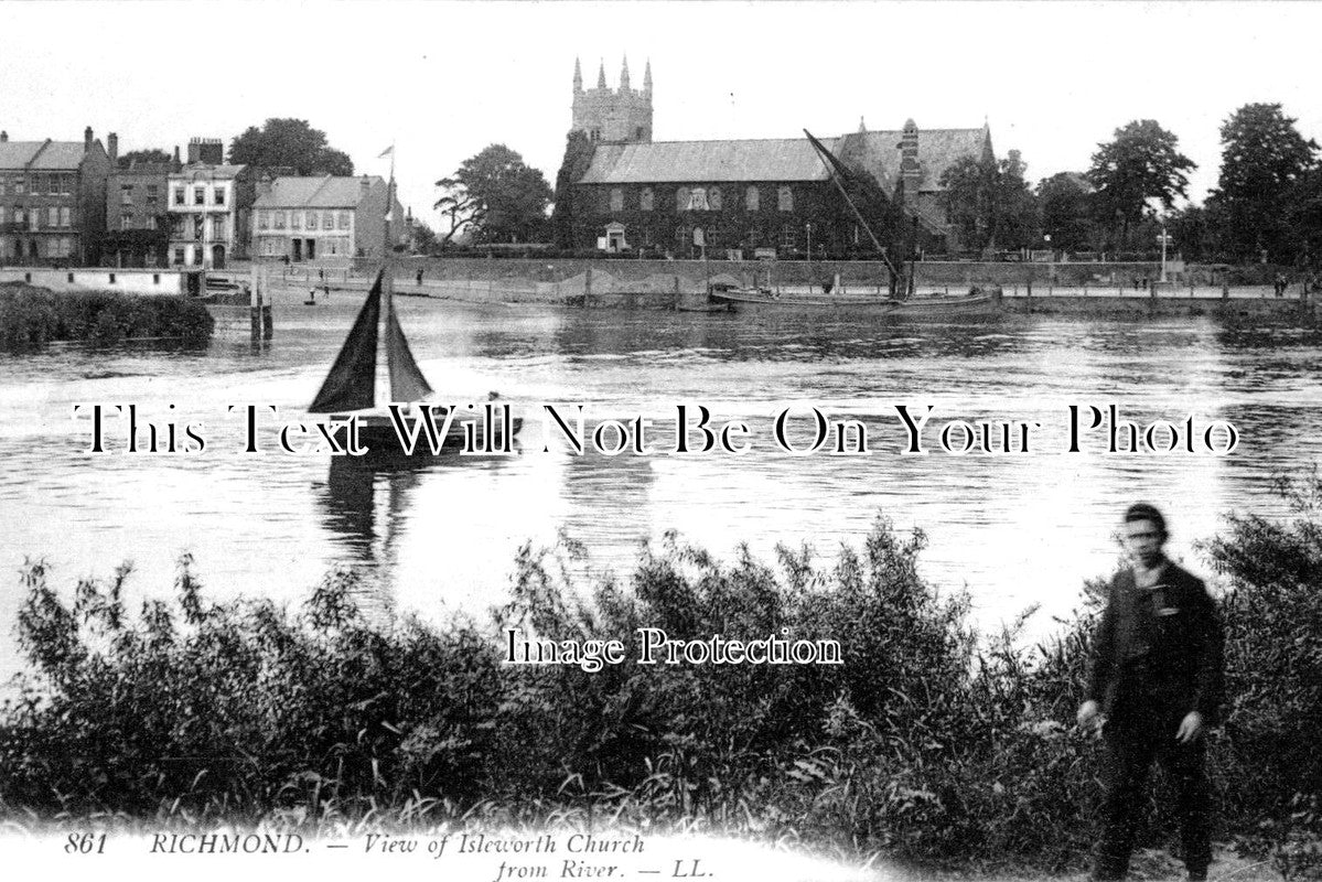 SU 1543 - Isleworth Church From River, Richmond, Surrey