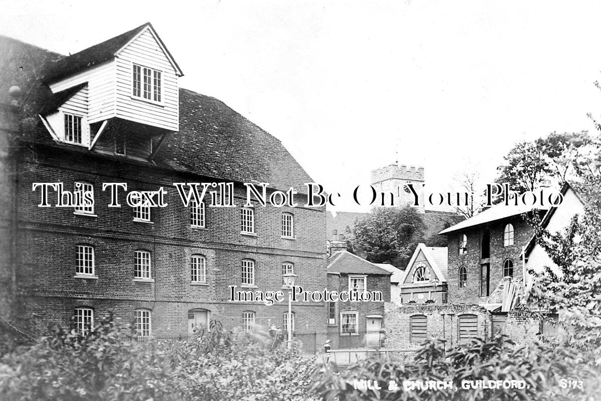 SU 1549 - The Mill & Church, Guildford, Surrey c1913