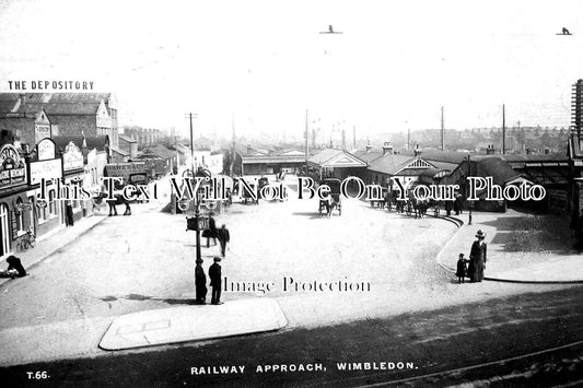 SU 1595 - Railway Station Approach, Wimbledon, Surrey c1923