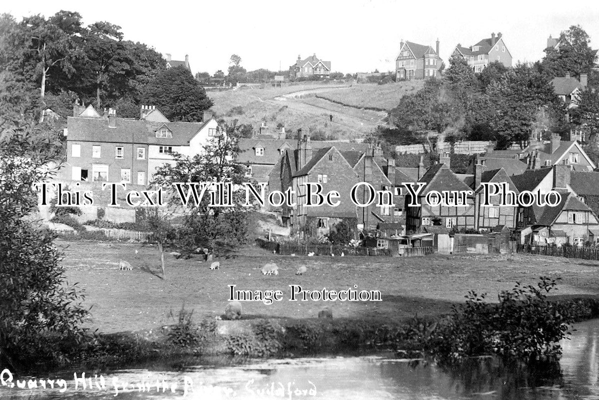 SU 2021 - Quarry Hill From The River, Guildford, Surrey c1912