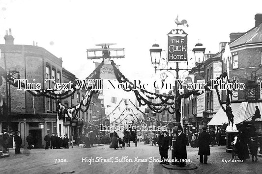 SU 2037 - High Street, Sutton Christmas Lights, Surrey c1909