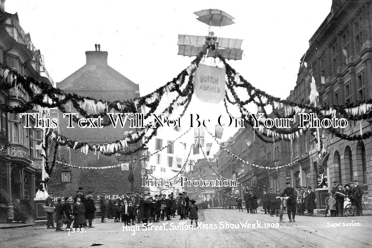 SU 2260 - High Street, Sutton Xmas Show Week, Surrey 1909