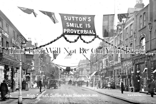 SU 2275 - Sutton High Street, Surrey Xmas 1910