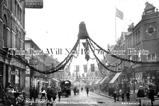 SU 2280 - High Street, Sutton Xmas Show Week, Surrey 1908