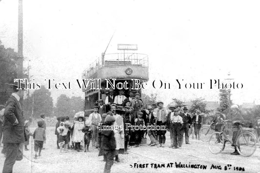 SU 2406 - The First Tram, Wallington, Surrey c1906