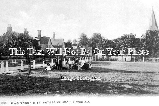 SU 2419 - Back Green & St Peters Church, Hersham, Surrey c1911