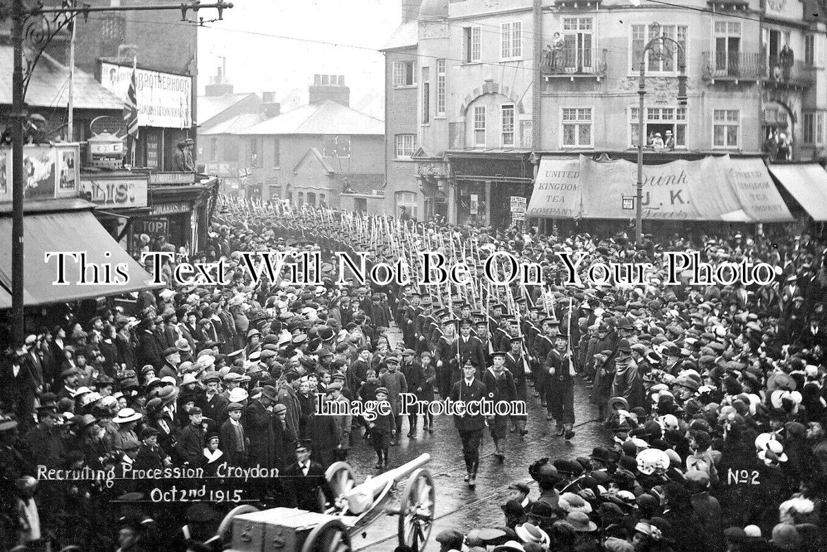 SU 2429 - Recruiting Procession, Croydon, Surrey 1915 WW1 – JB Archive