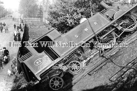 SU 2734 - LSWR Train Accident At Camberley Railway Station, Surrey c1907