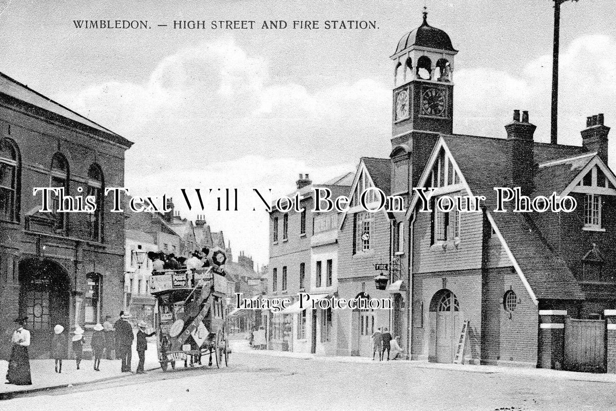 SU 292 - Fire Station & Clock Tower, High Street, Wimbledon, Surrey c1908