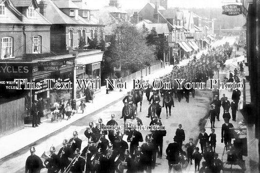 SU 3518 - Military Cadets March Through Camberley, Surrey c1907