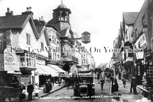 SU 3758 - Old Town Clock & Hall, High Street, Guildford, Surrey c1929