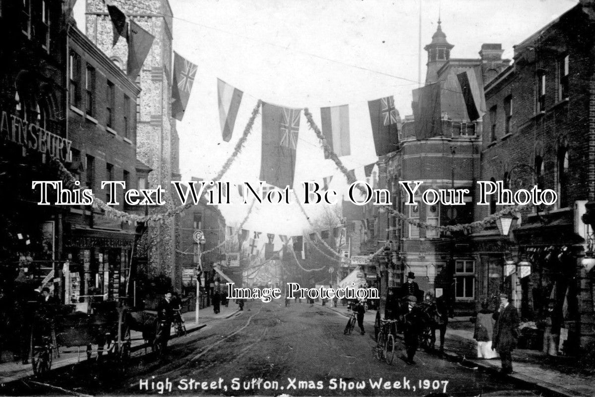 SU 383 - Xmas Show Week, High Street, Sutton, Surrey c1907