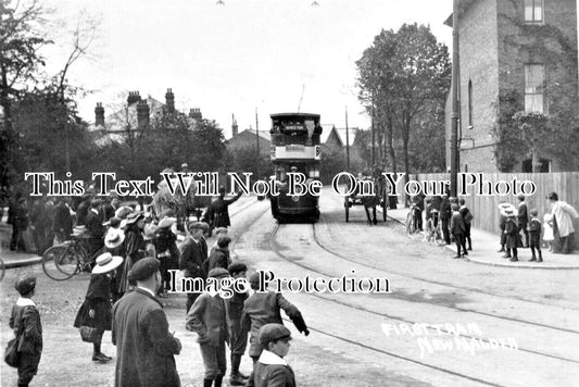 SU 3847 - First Tram Car At New Malden, Surrey