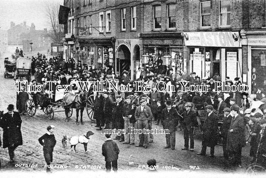 SU 386 - Polling Station, General Election, Epsom, Surrey c1906