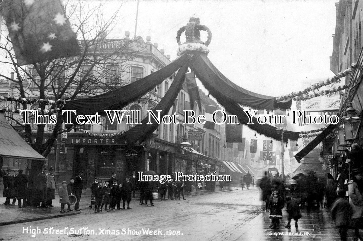 SU 416 - Xmas Show Week, High Street, Sutton, Surrey 1908