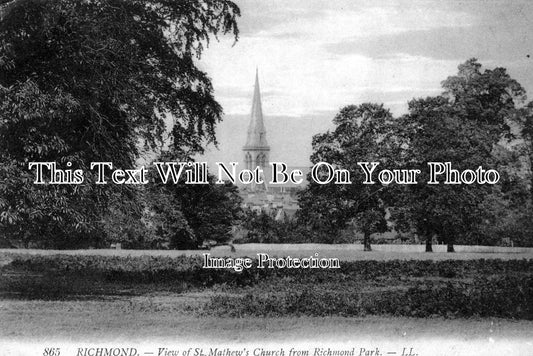 SU 585 - St Mathews Church From Richmond Park, Surrey c1909