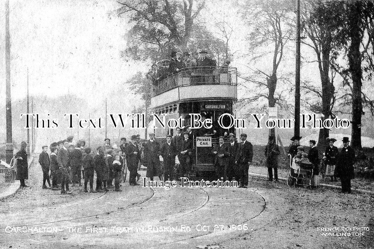 SU 61 - First Tram In Ruskin Road, Carshalton, Surrey c1906