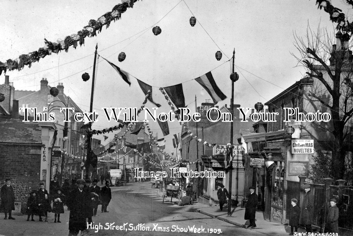 SU 795 - Xmas Show Week, High Street, Sutton, Surrey c1909