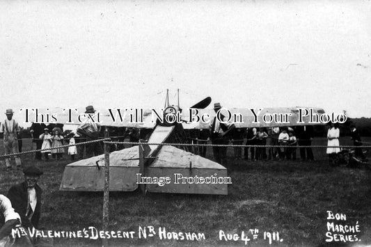 SX 1134 - Mr Valentines Descent In Aeroplane, Horsham Area, Sussex c1911