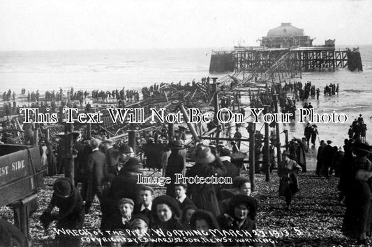 SX 1174 - Wreck Of The Pier, Worthing, Sussex 1913