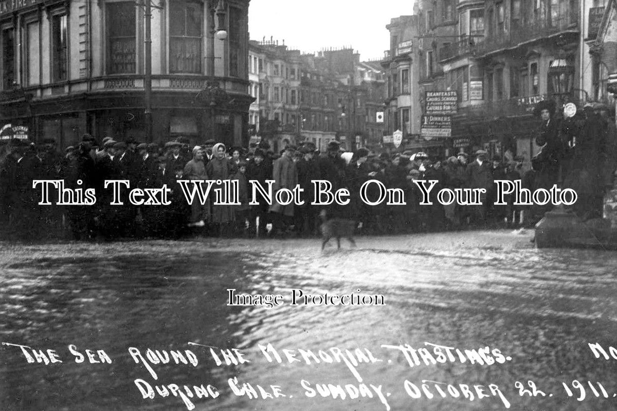 SX 1405 - Floods Around The Memorial, Hastings, Sussex 1911