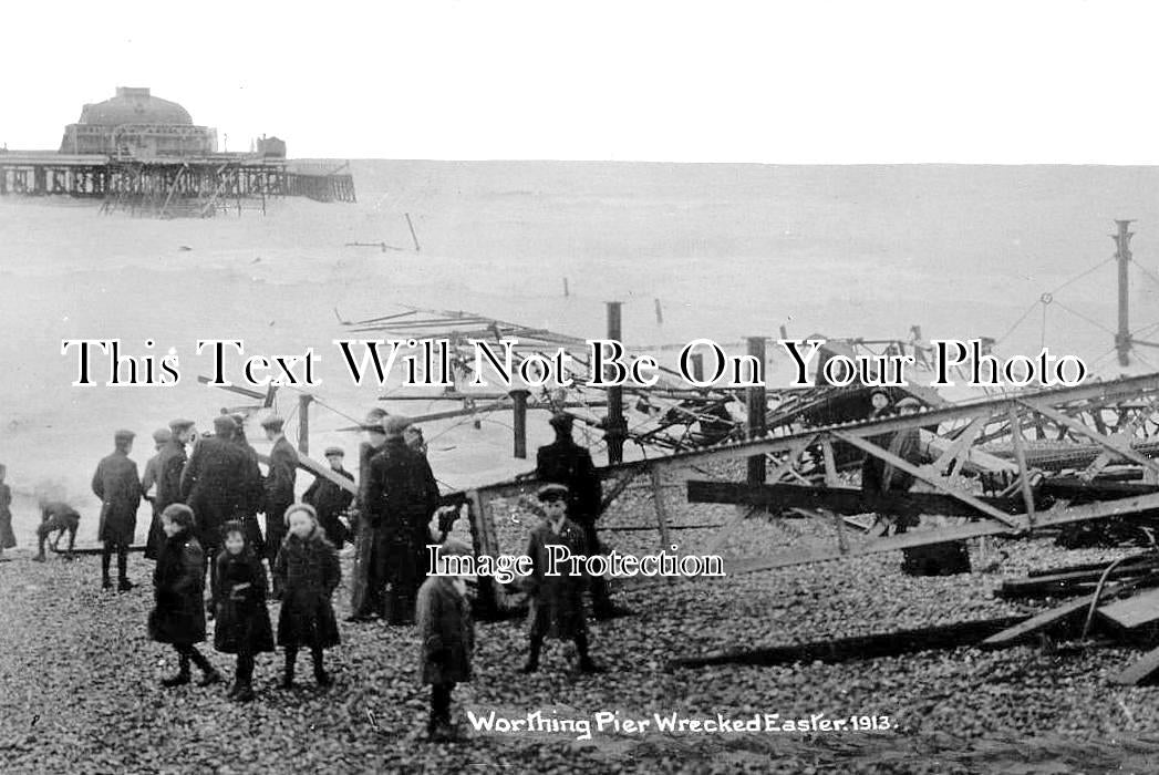 SX 1438 - Wrecked Worthing Pier, Sussex 1913