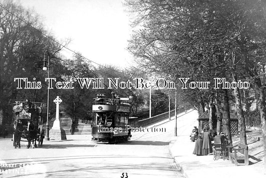 SX 1999 - Market Cross, Hastings Tram, Sussex c1905